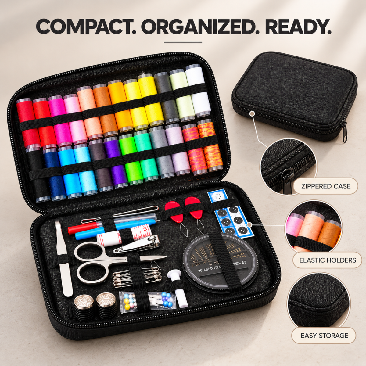ROYALKART 90 Pcs Portable Sewing Kit with Case