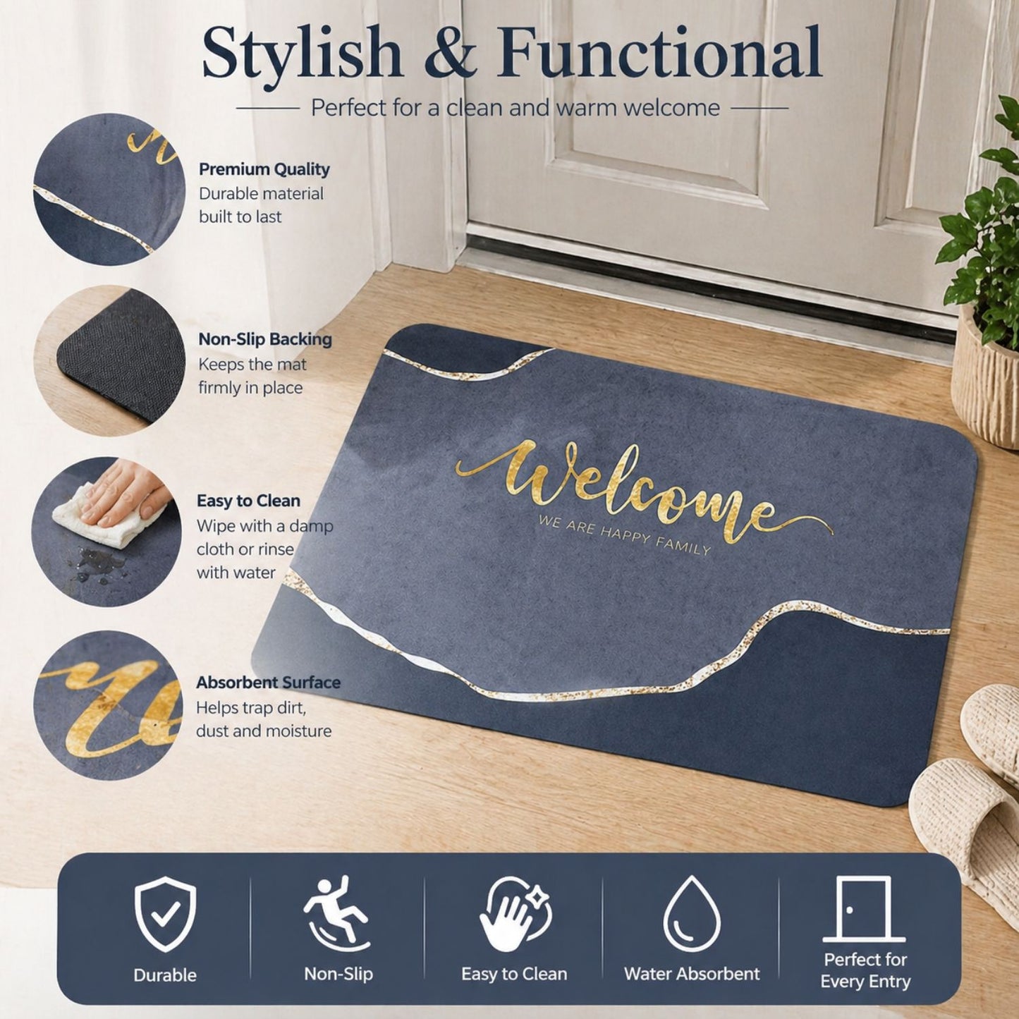 Marble Print Door Mat