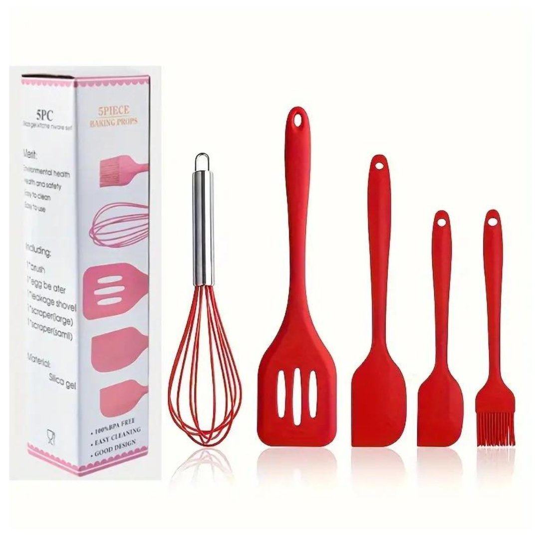 5pcs Silicone Kitchenware Spatula Spoon Set - #Royalkart#Cooking tools