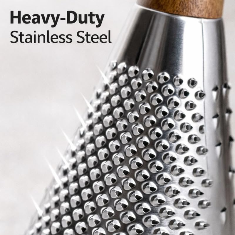 Stainless Steel Cone Grater with Wooden Handle