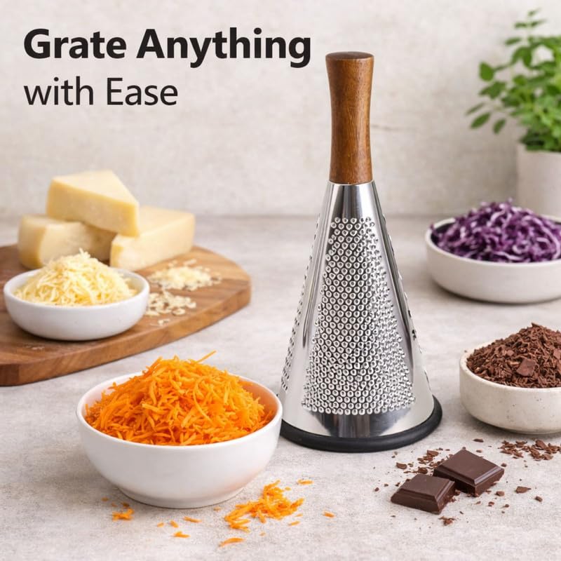 Stainless Steel Cone Grater with Wooden Handle