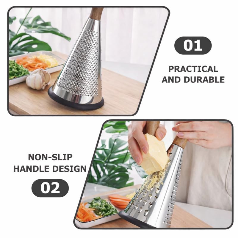 Stainless Steel Cone Grater with Wooden Handle