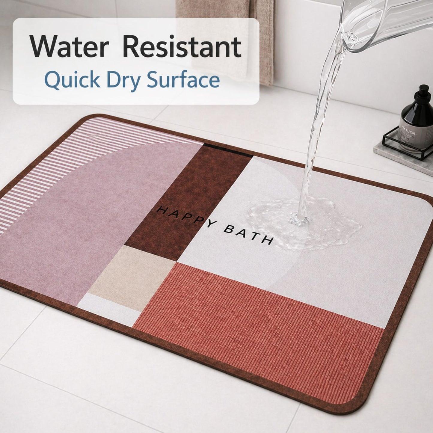 Multicolour Happy Bath Mat
