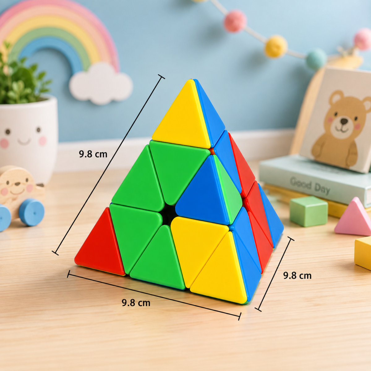 Pyraminx Puzzle Cube 3D Brain Teaser | Pyramid Shape Twist Puzzle & Logic Game for Kids 3+ Years | Colour Matching Educational Learning Toy for Boys Girls Children & Adults