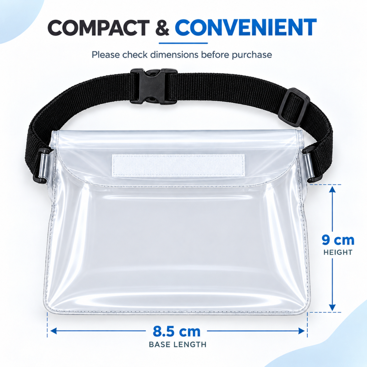 Waterproof Phone Pouch Transparent Mini Dry Bag with Triple Zipper (White)