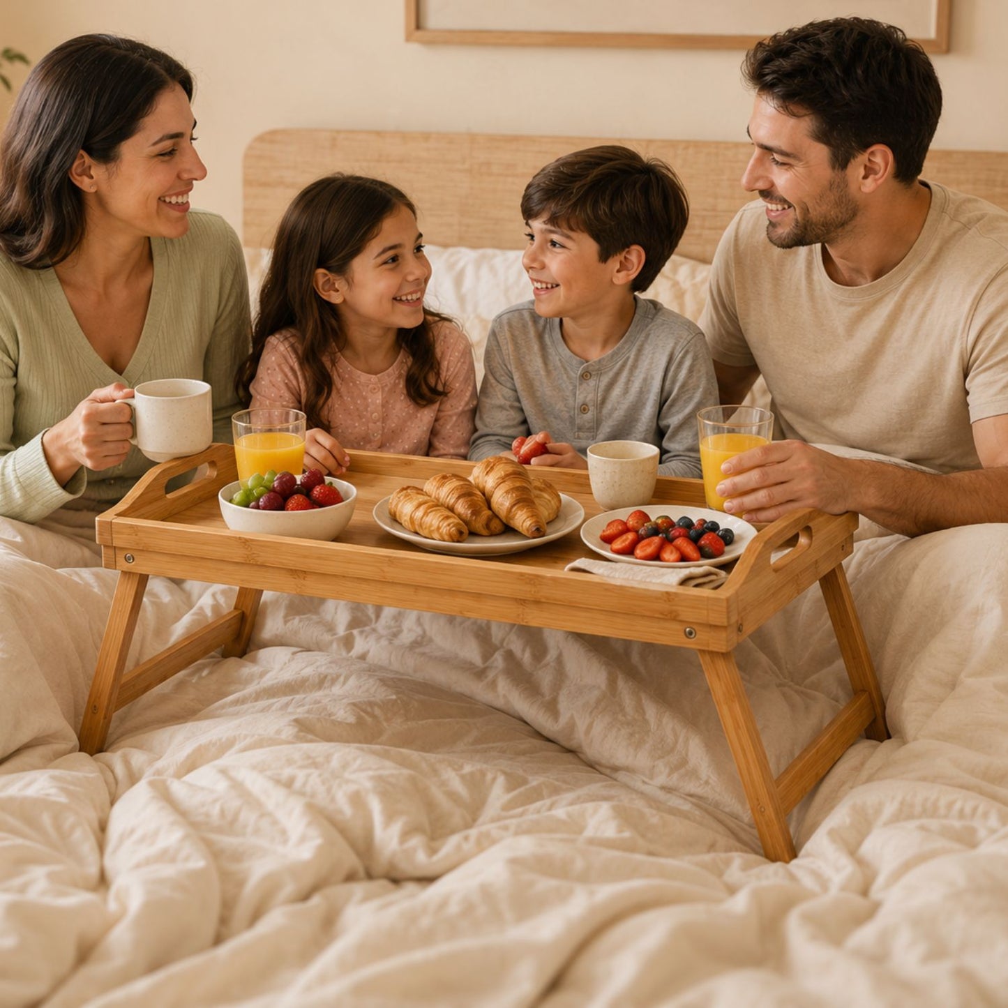 2 in 1 Bamboo Serving Tray Table