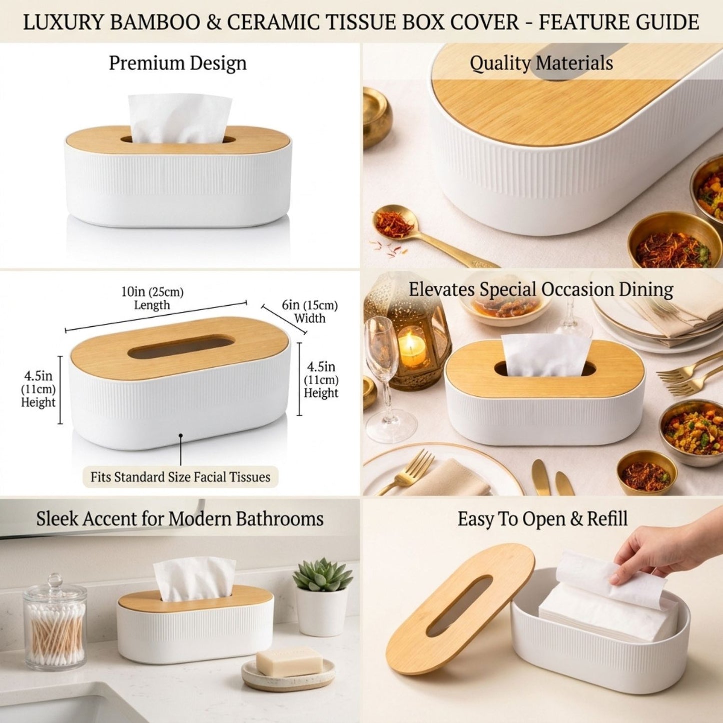 Tissue Paper Holder with Wooden Lid