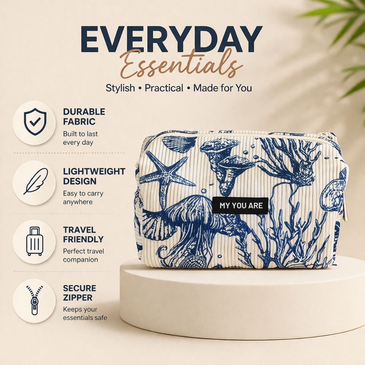 Ocean Print Makeup Pouch