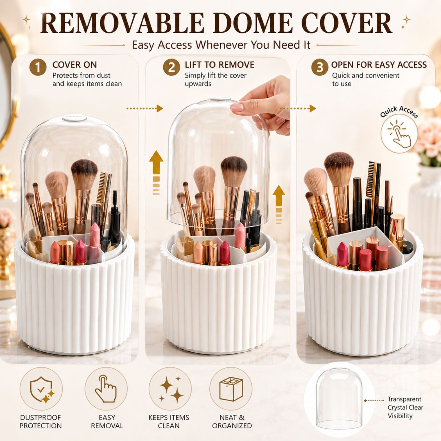 ABS Plastic Makeup Organizer with Cover