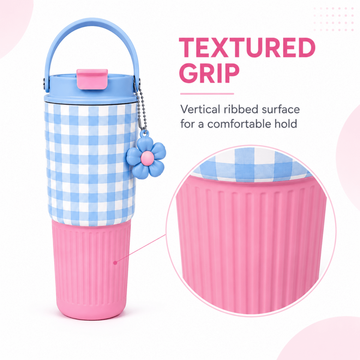 750 ml Cute Stainless Steel Tumbler with Flip Top Lid (Blue Pink) Tumbler- #Royalkart#birthday gifts for friend