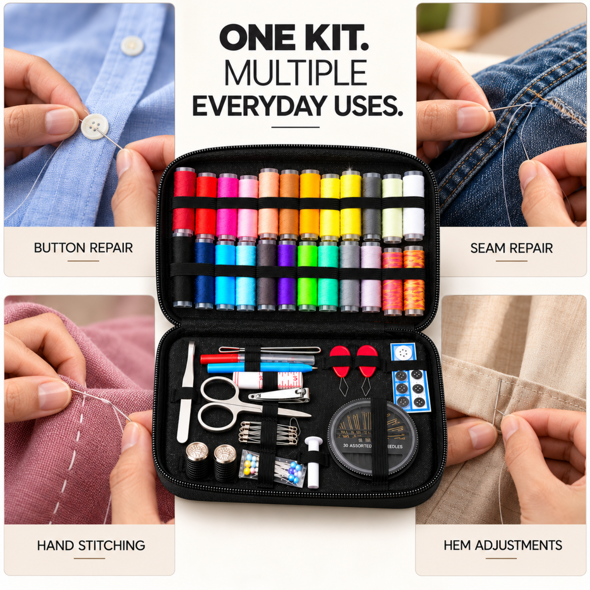 ROYALKART 90 Pcs Portable Sewing Kit with Case