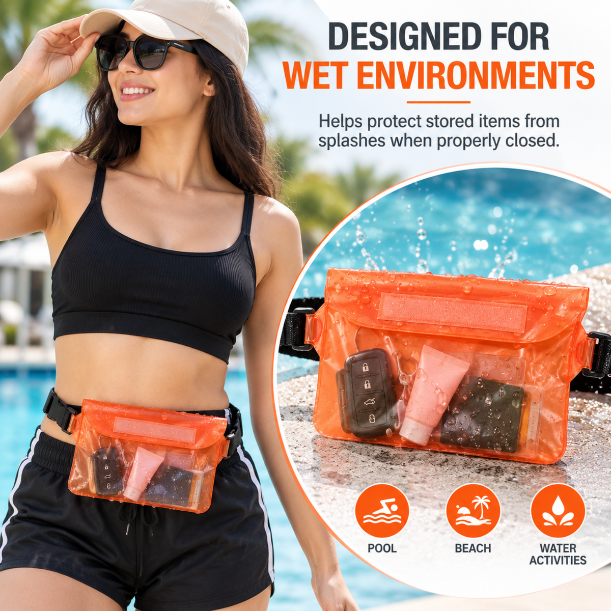 Waterproof Phone Pouch Transparent Mini Dry Bag (ORANGE)