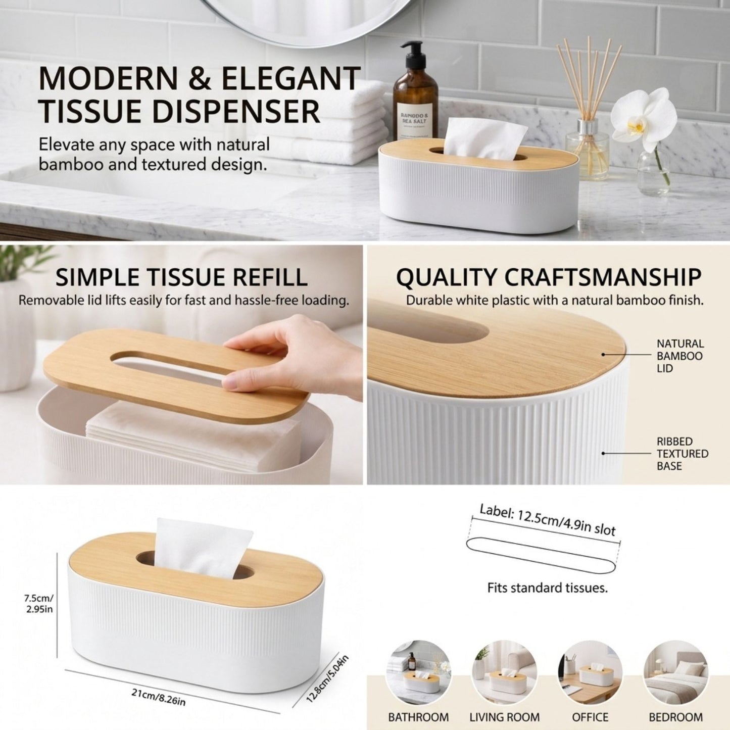 Tissue Paper Holder with Wooden Lid