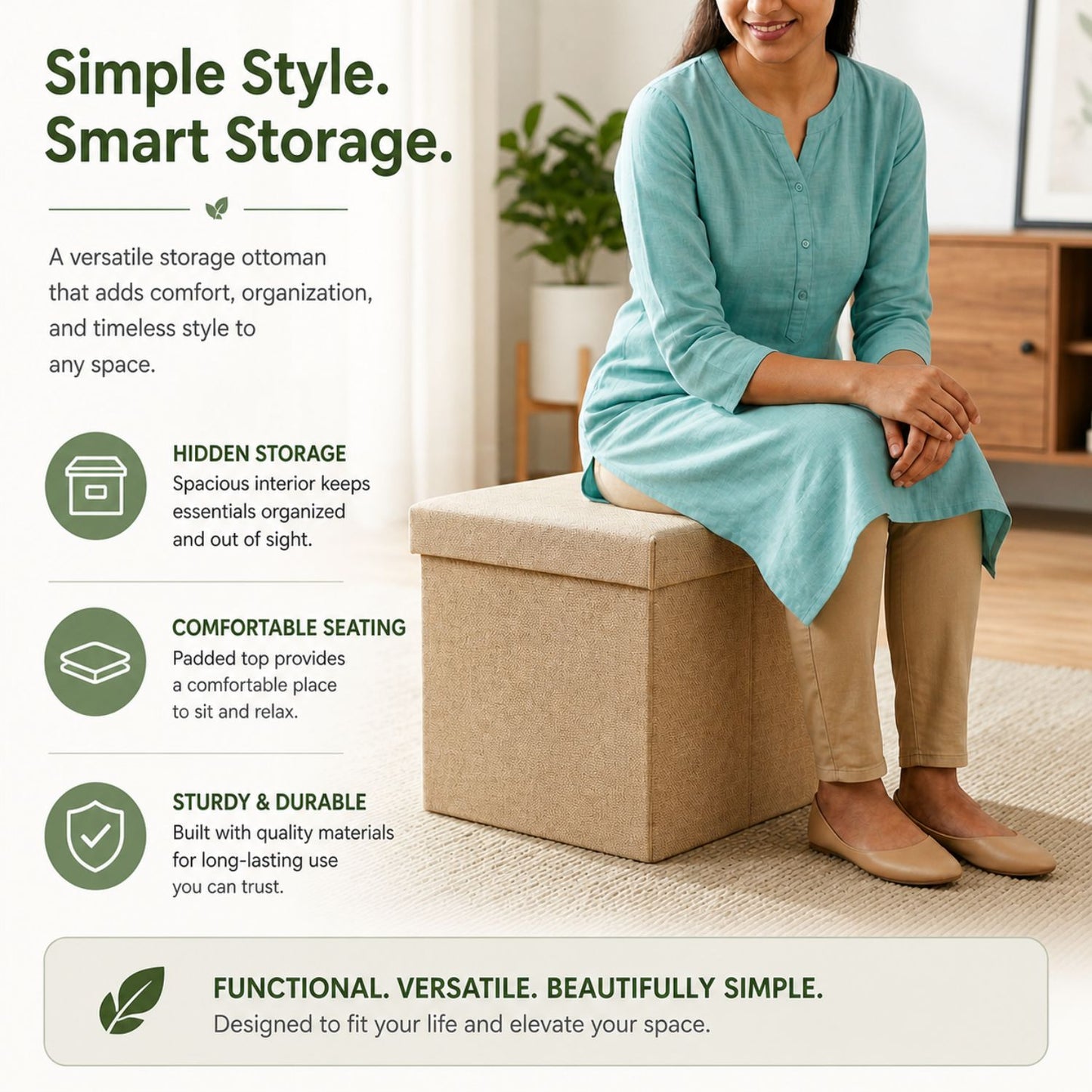 2 in 1 Foldable Storage Box & Stool Sofa