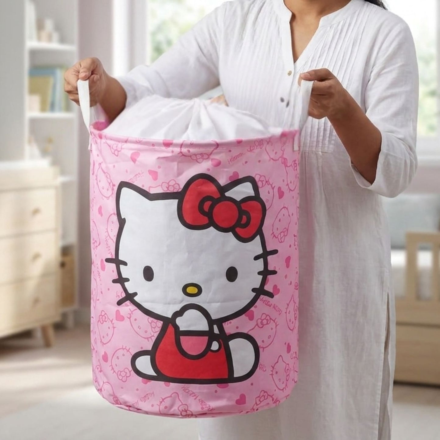 Foldable Hello Kitty Laundry Basket (Pink)