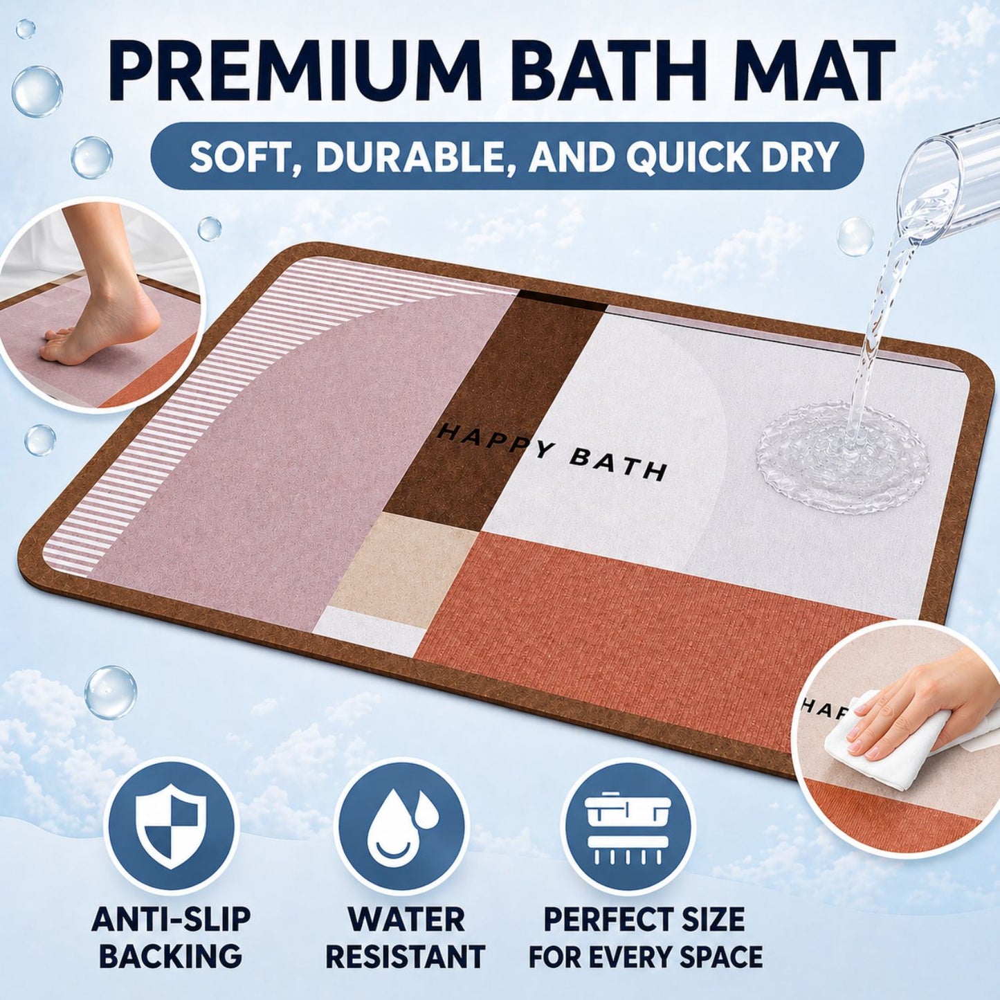 Multicolour Happy Bath Mat