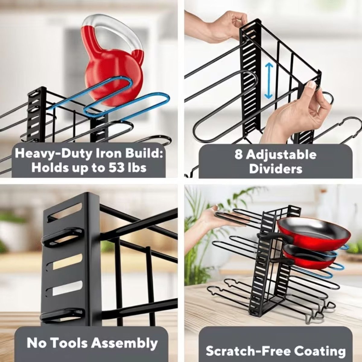 8-Tier Pan Pot Kitchen Rack Storage Rack- Royalkartkitchen rack