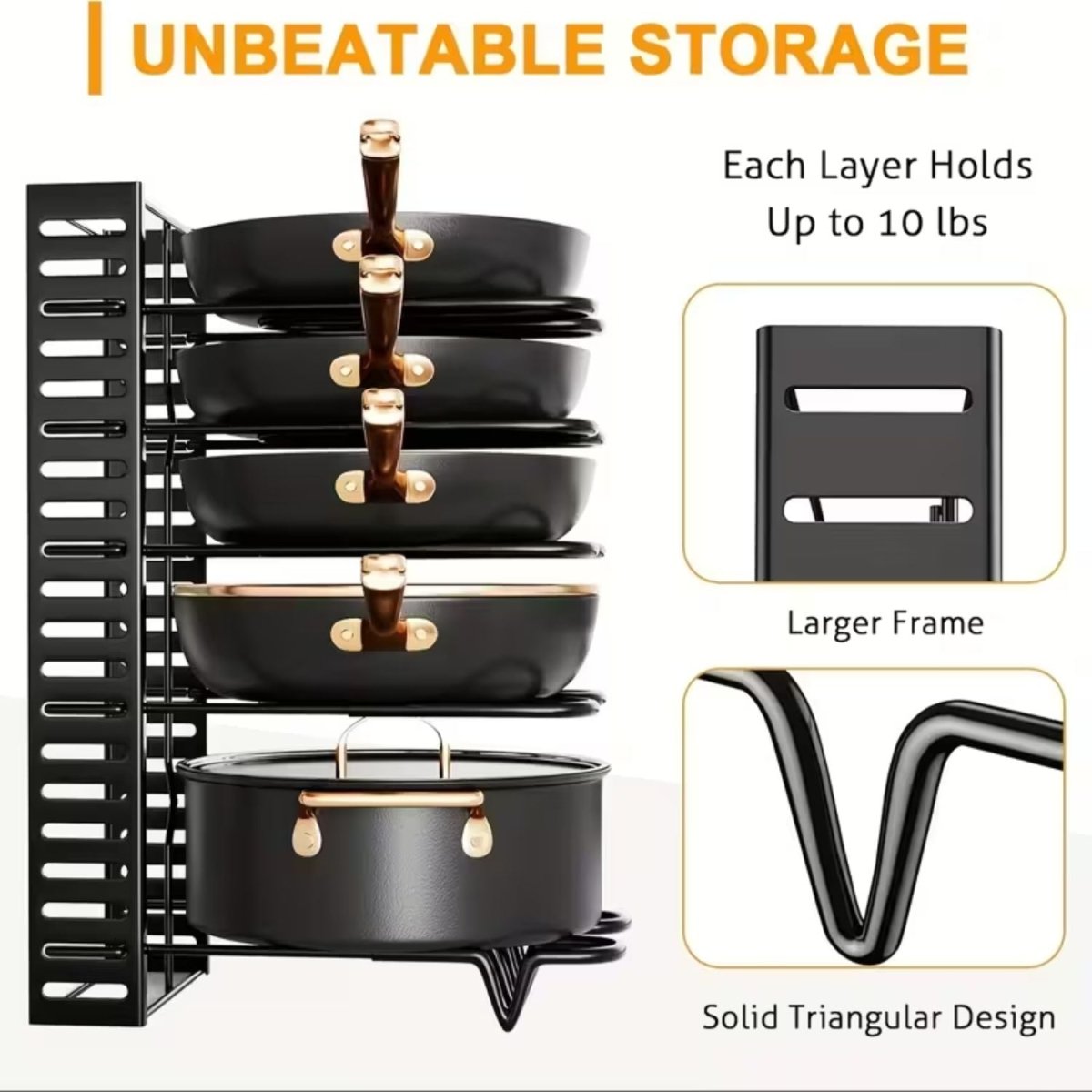 8-Tier Pan Pot Kitchen Rack Storage Rack- Royalkartkitchen rack
