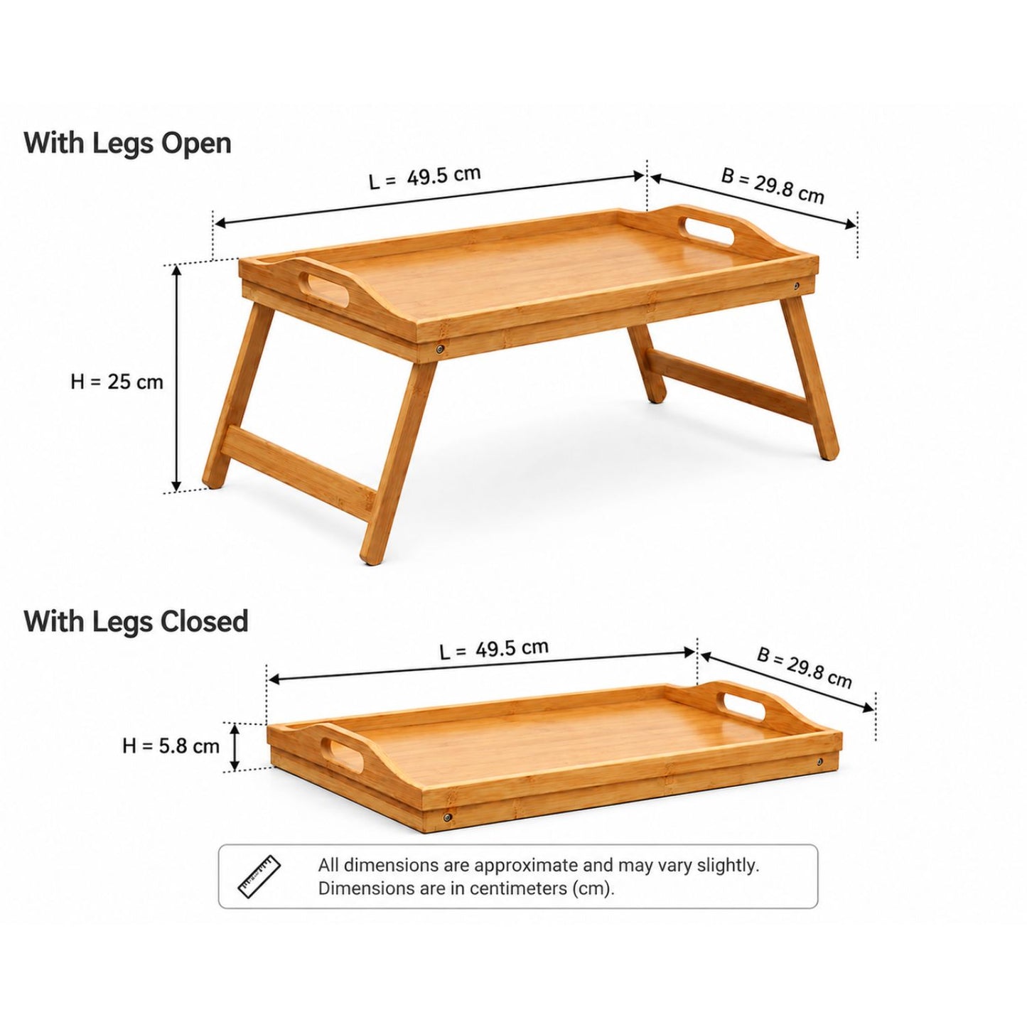 2 in 1 Bamboo Serving Tray Table