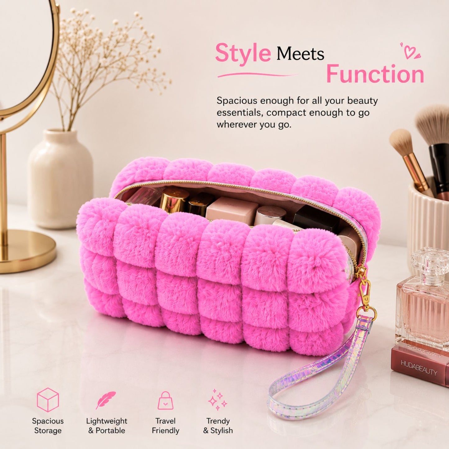 Makeup Toiletry Travel Pouch (Pink)