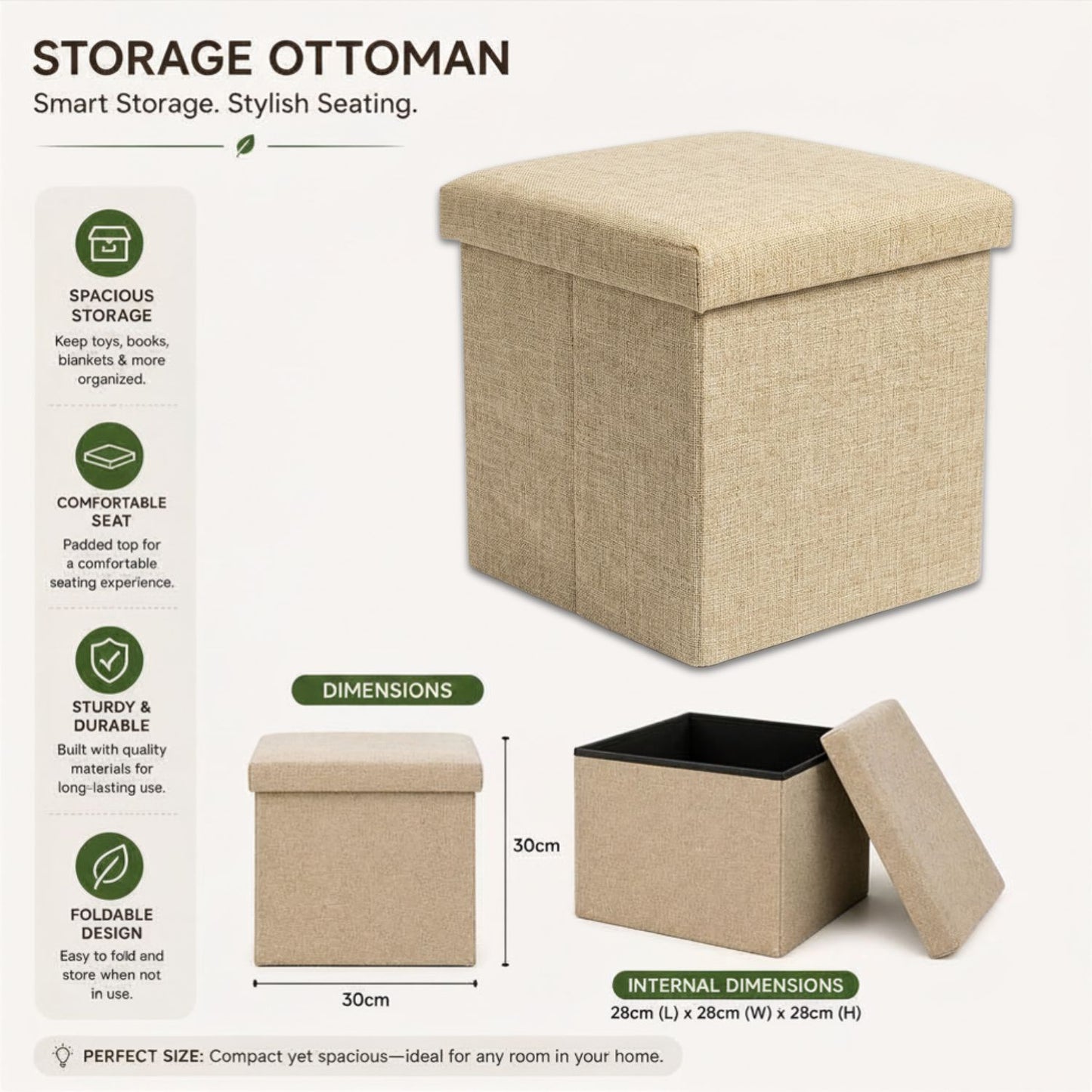 2 in 1 Foldable Storage Box & Stool Sofa