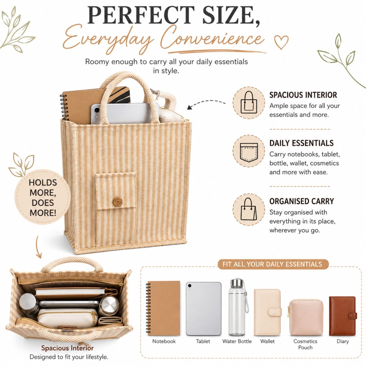 Jute Tote Bag (Beige)