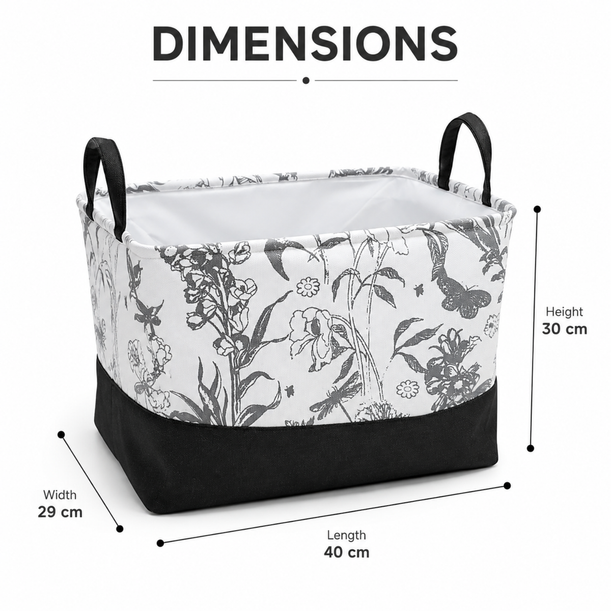 35L Foldable Laundry Basket with Handles – Floral Print, Water-Resistant Inner Lining