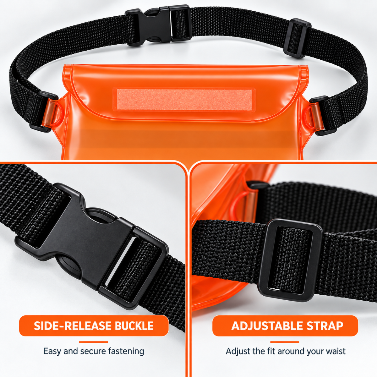 Waterproof Phone Pouch Transparent Mini Dry Bag (ORANGE)
