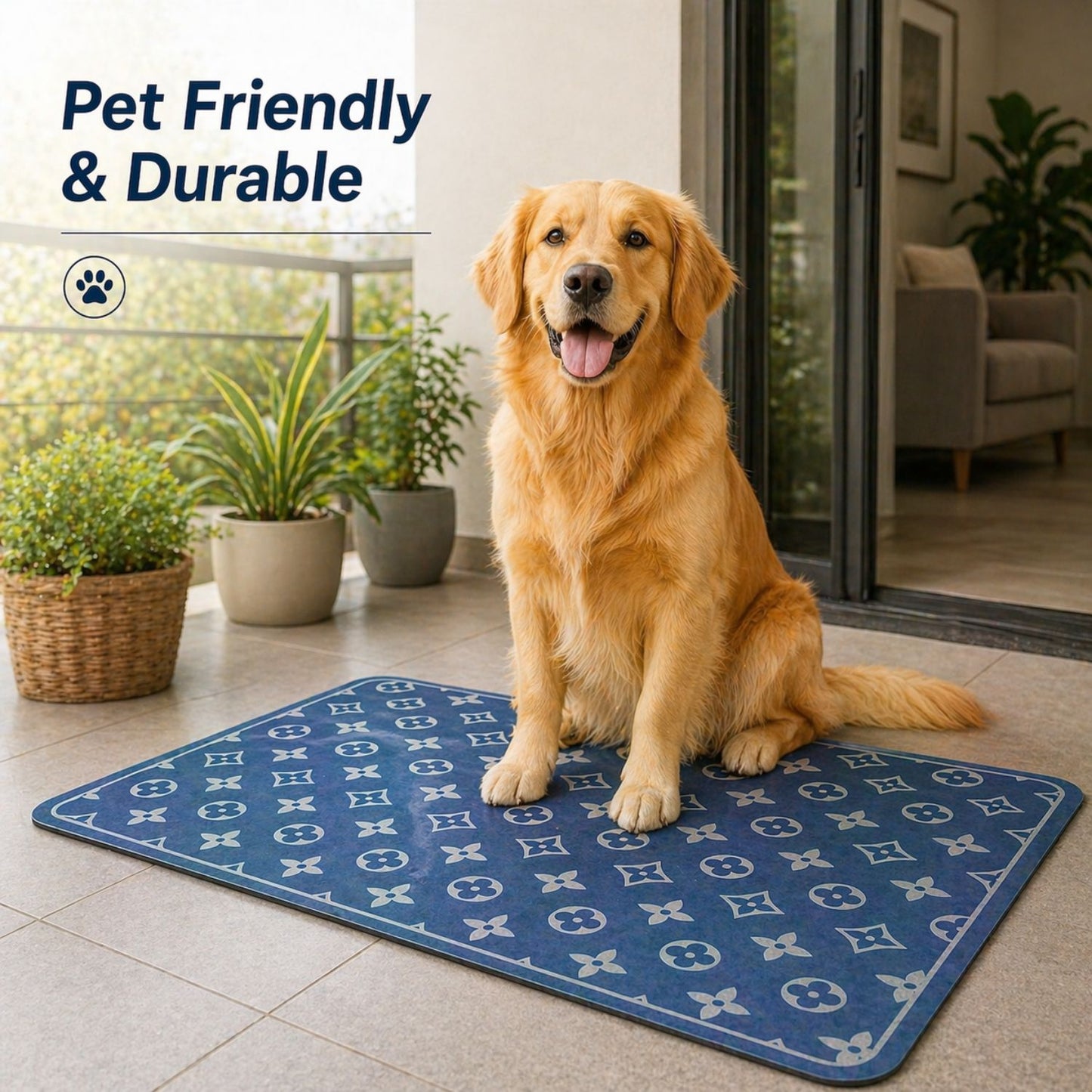 LV Print Teal Blue Door mat
