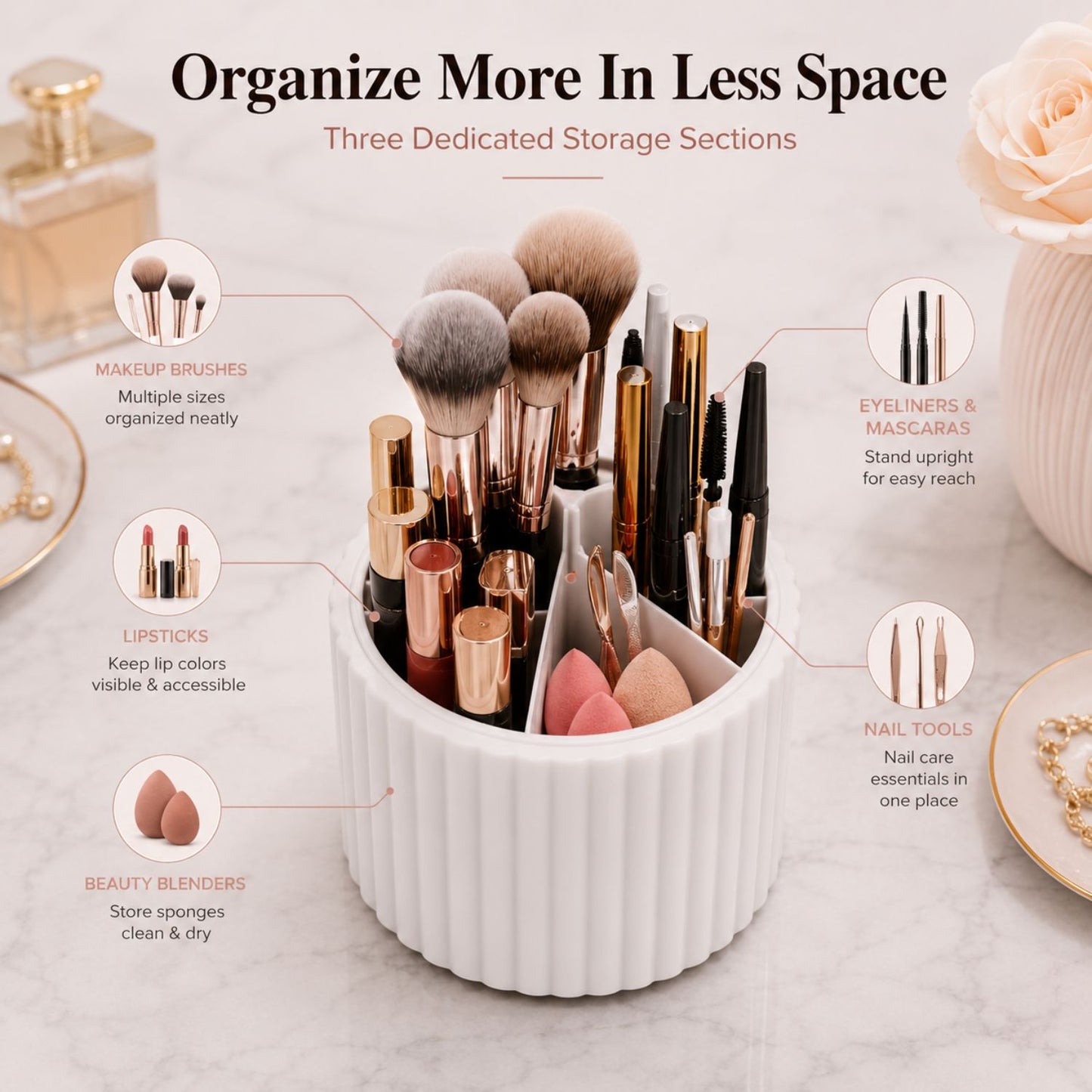 ABS Plastic Makeup Organizer with Cover