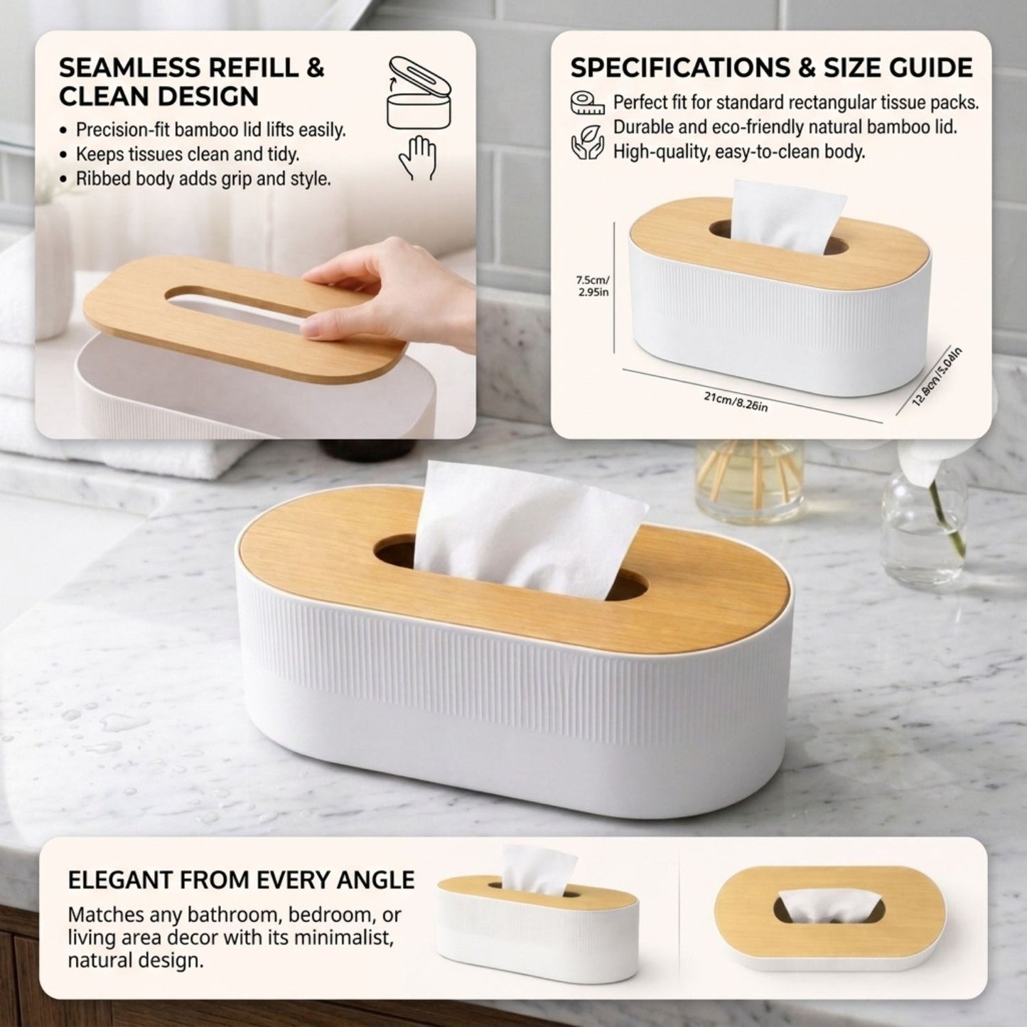 Tissue Paper Holder with Wooden Lid
