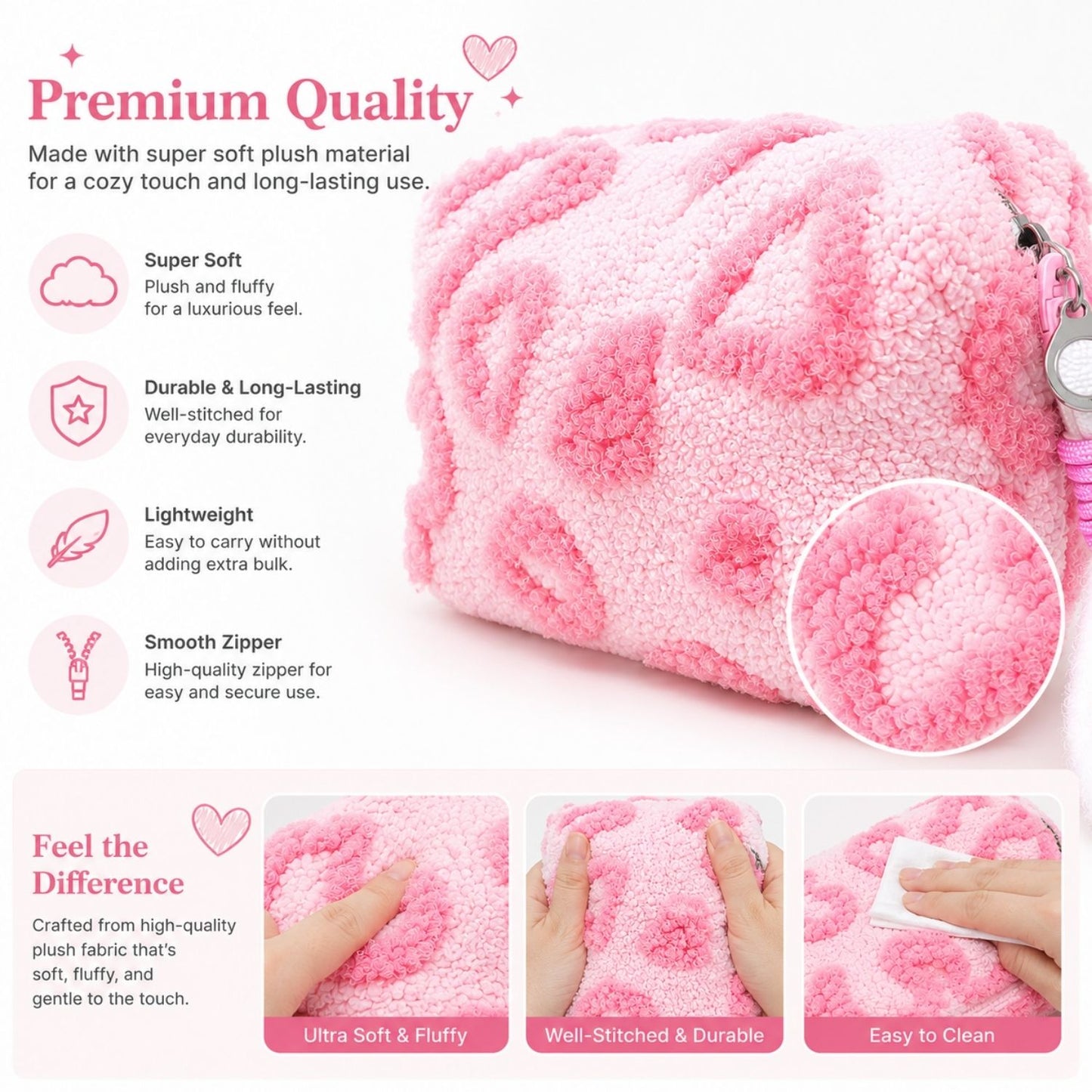 Fur Hearts Travel Pouch (Pink)