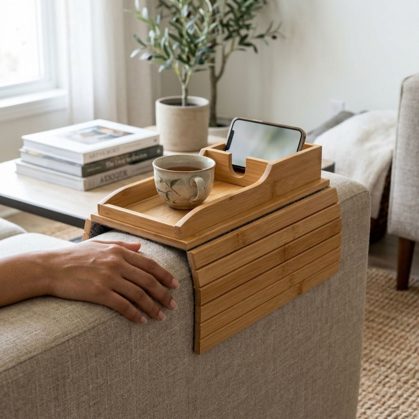 Bamboo Sofa Armrest Tray