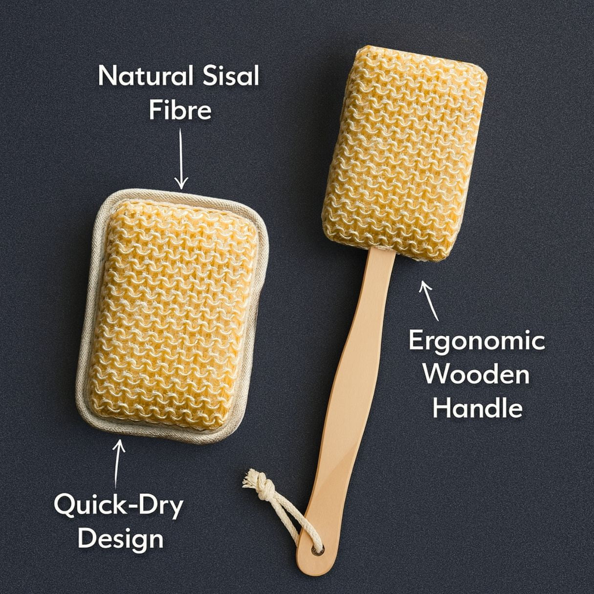 KALLISTO Wooden Bath Brush with Hand Loofah