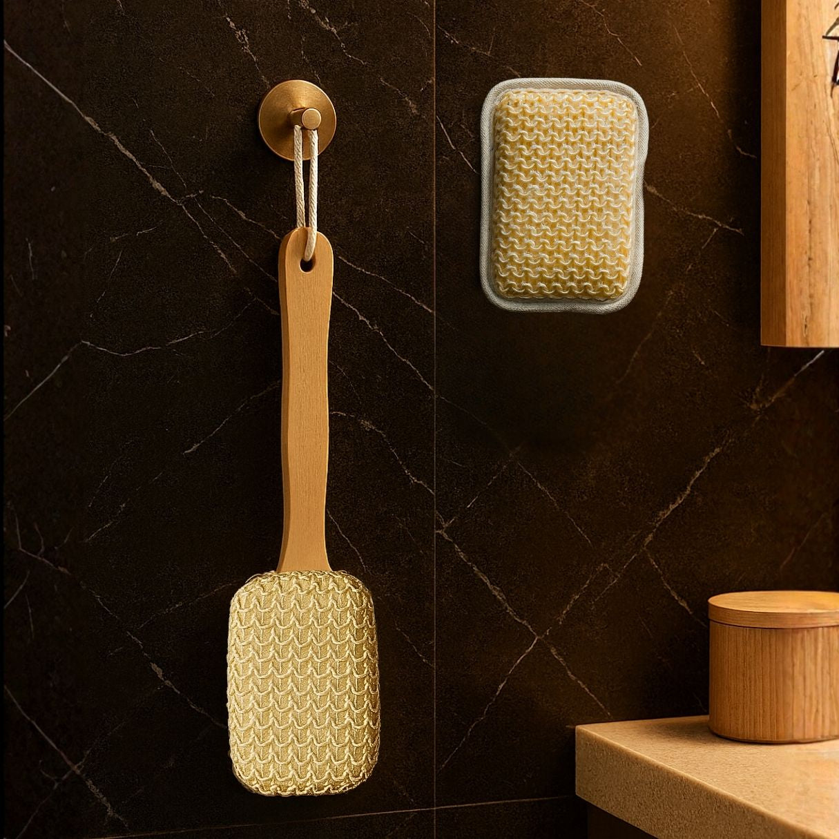 KALLISTO Wooden Bath Brush with Hand Loofah
