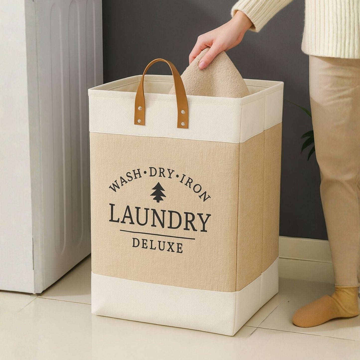 68-Litre Deluxe Laundry Hamper Basket with Handles