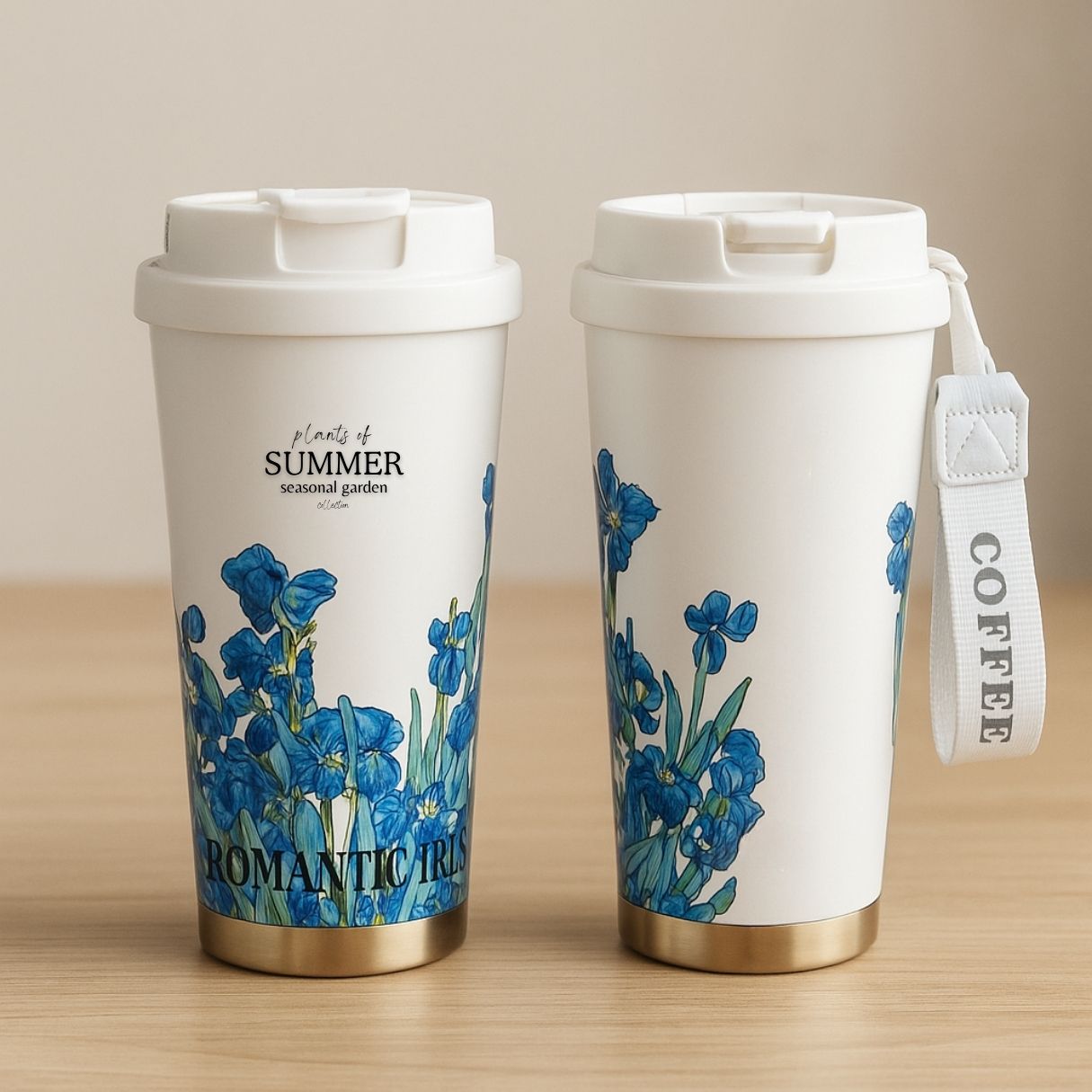 KALLISTO Insulated Stainless Steel Coffee Mug, 500ml (Romantic Iris)