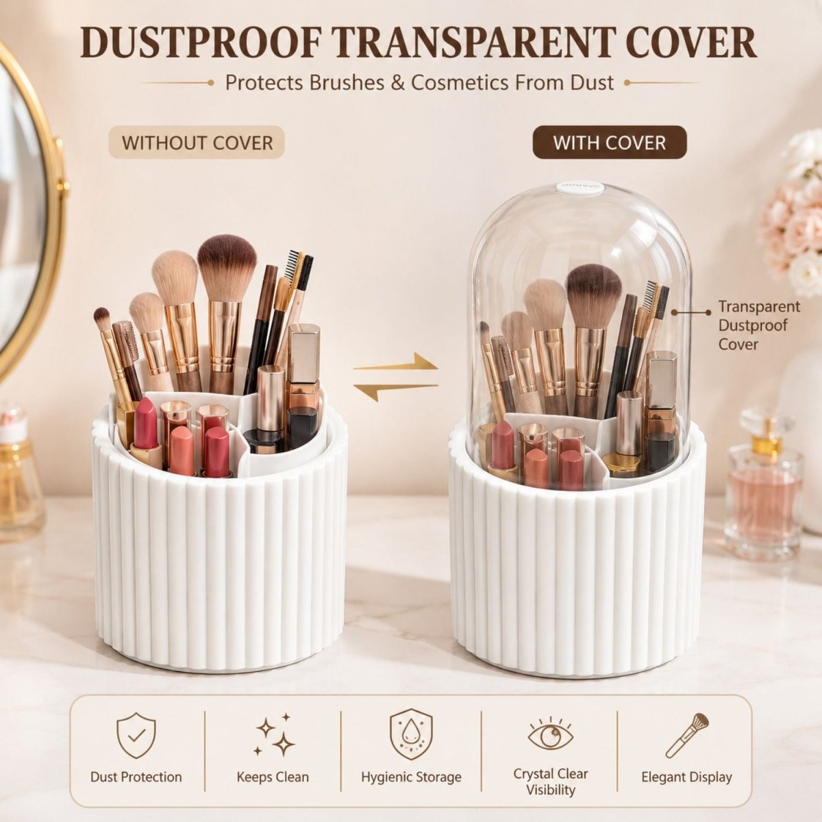 ABS Plastic Makeup Organizer with Cover Makeup Organizer- RoyalkartMakeup Brush