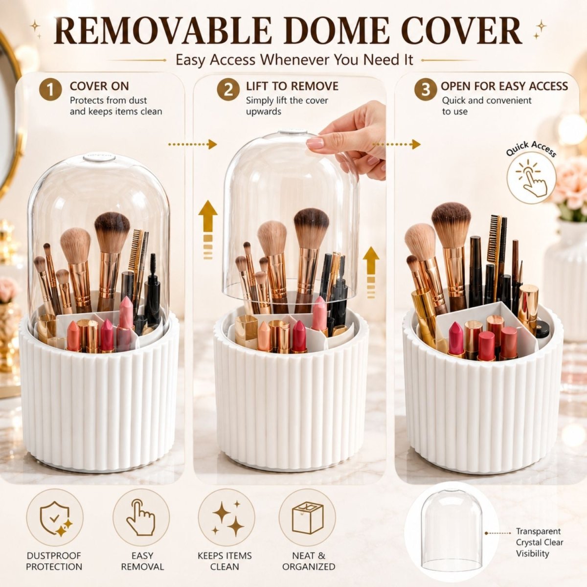ABS Plastic Makeup Organizer with Cover Makeup Organizer- RoyalkartMakeup Brush
