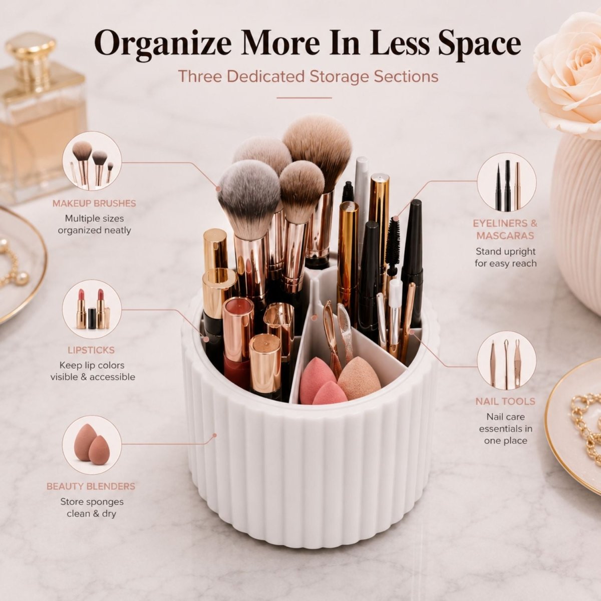 ABS Plastic Makeup Organizer with Cover Makeup Organizer- RoyalkartMakeup Brush