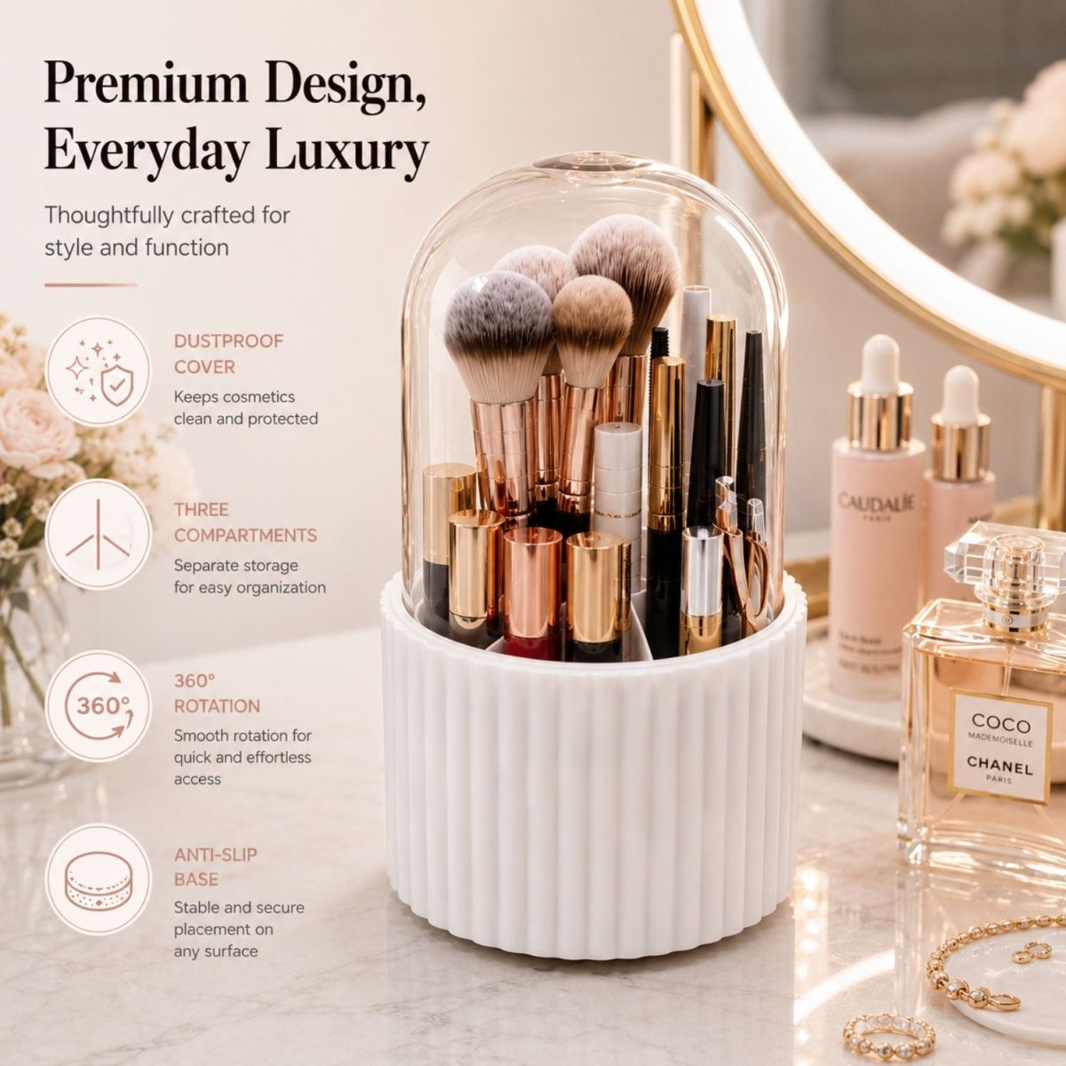 ABS Plastic Makeup Organizer with Cover Makeup Organizer- RoyalkartMakeup Brush