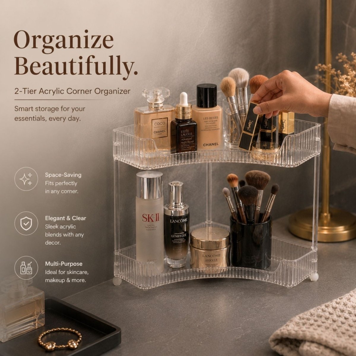 Acrylic Makeup Organizer 3D Illusion Led lamp- RoyalkartMakeup Organizers