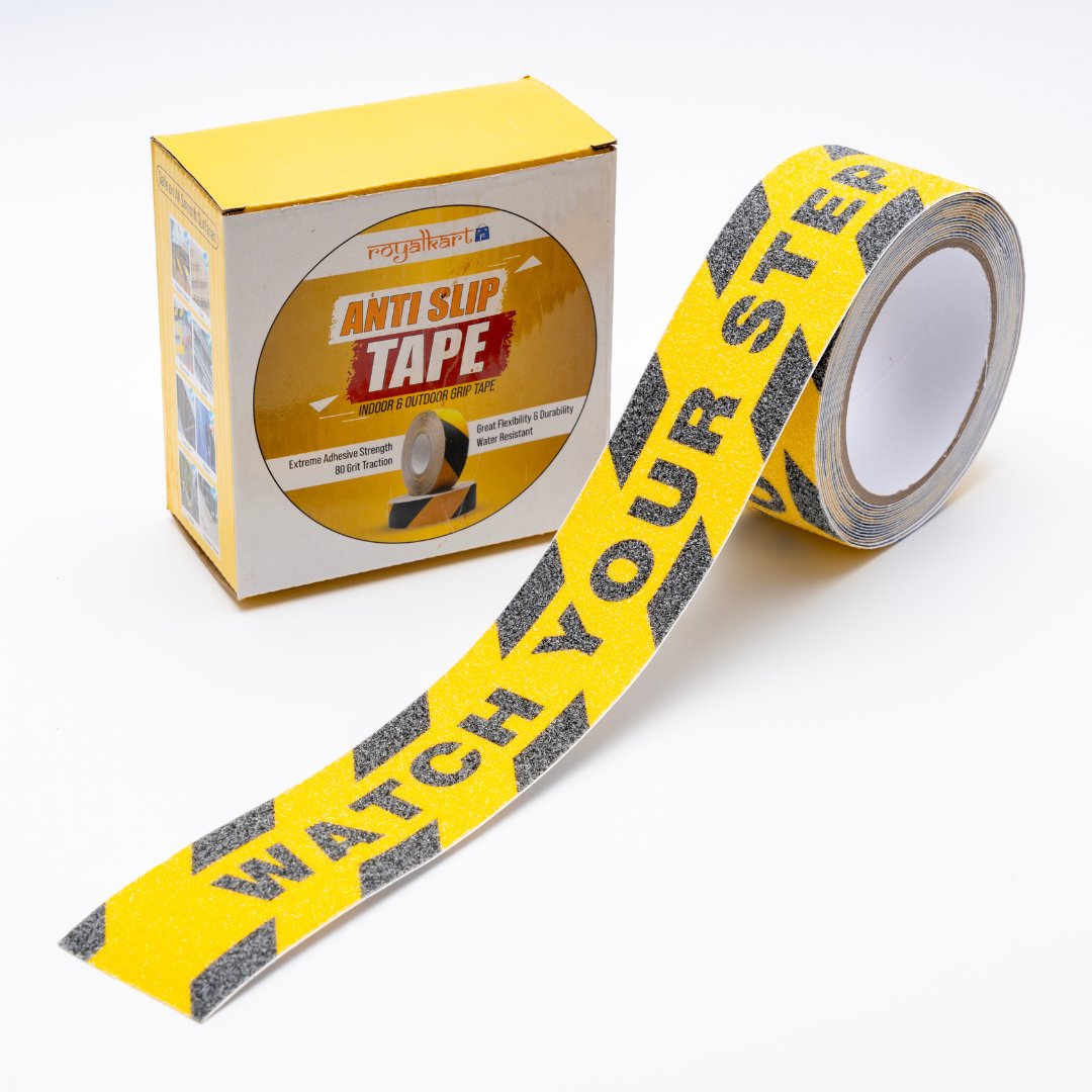 Anti Slip Tape Industrial Strength Adhesive for Stairs Steps Ladder, Indoor Outdoor Usage - Yellow-Black (5M x 50MM) Anti Skid Tape- #Royalkart#anti skid adhesive tape