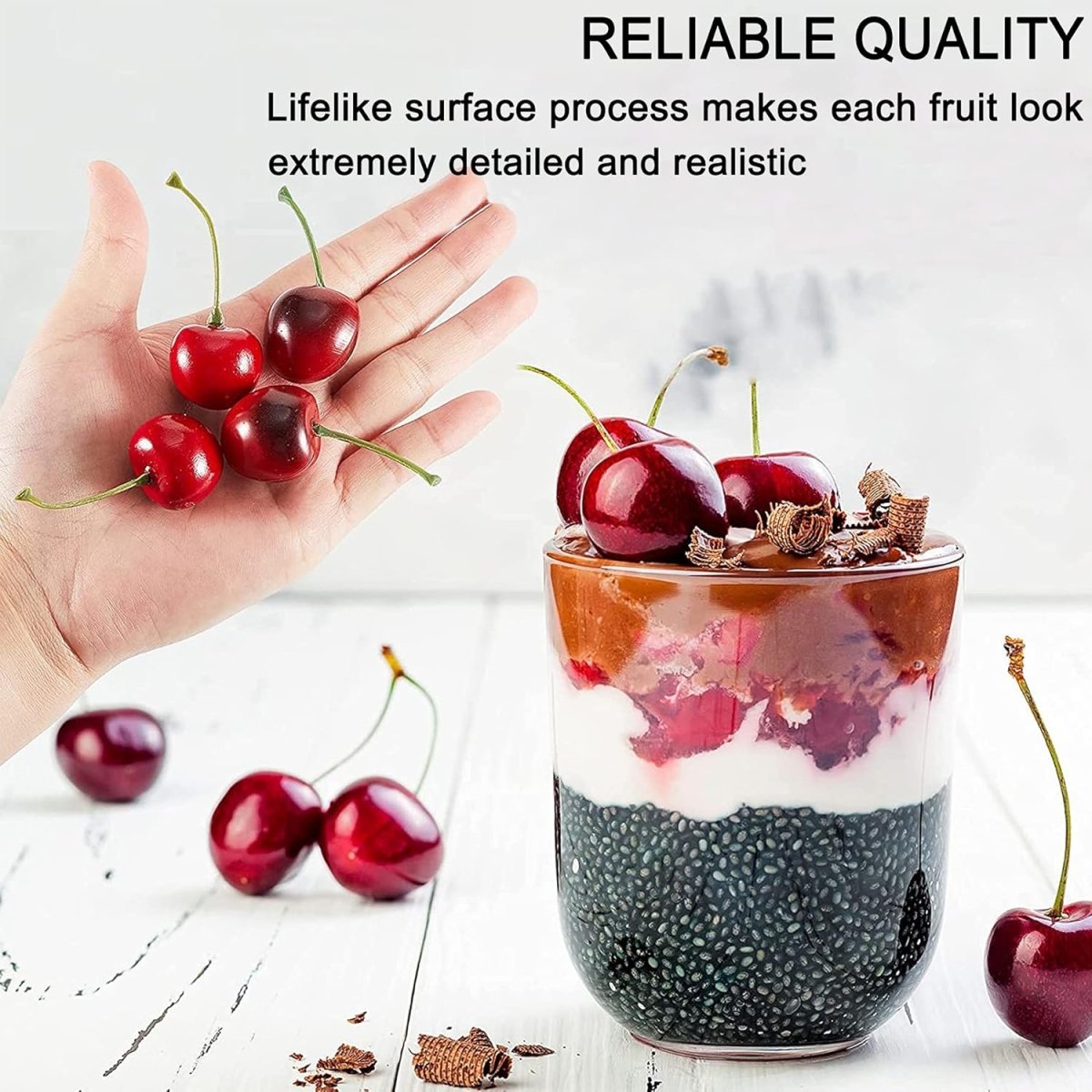 Artificial Cherry Fruit Model Photography Props Basket Display photography props - #Royalkart#acrylic photography props