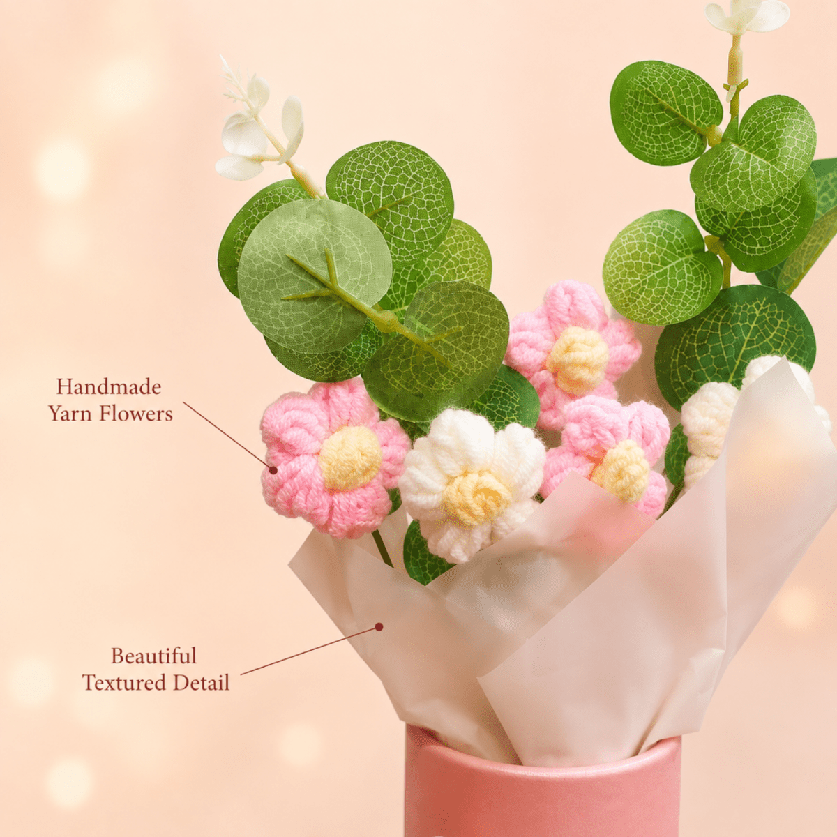 Artificial Crochet Flower Bouquet with Handmade Yarn Flowers. Artificial Flower Bouquet- #Royalkart#anniversery gift for wife