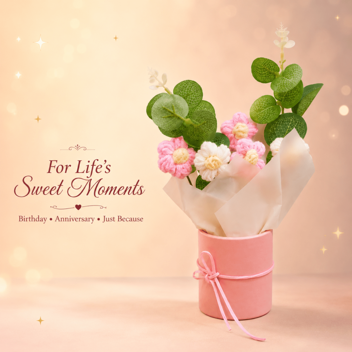 Artificial Crochet Flower Bouquet with Handmade Yarn Flowers. Artificial Flower Bouquet- #Royalkart#anniversery gift for wife