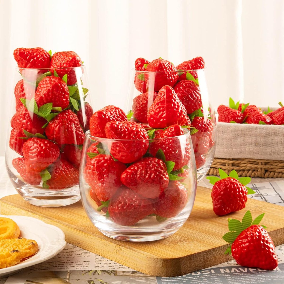 Artificial Strawberry Fruit Model Photography Props Basket Display photography props - #Royalkart#artificial fruits