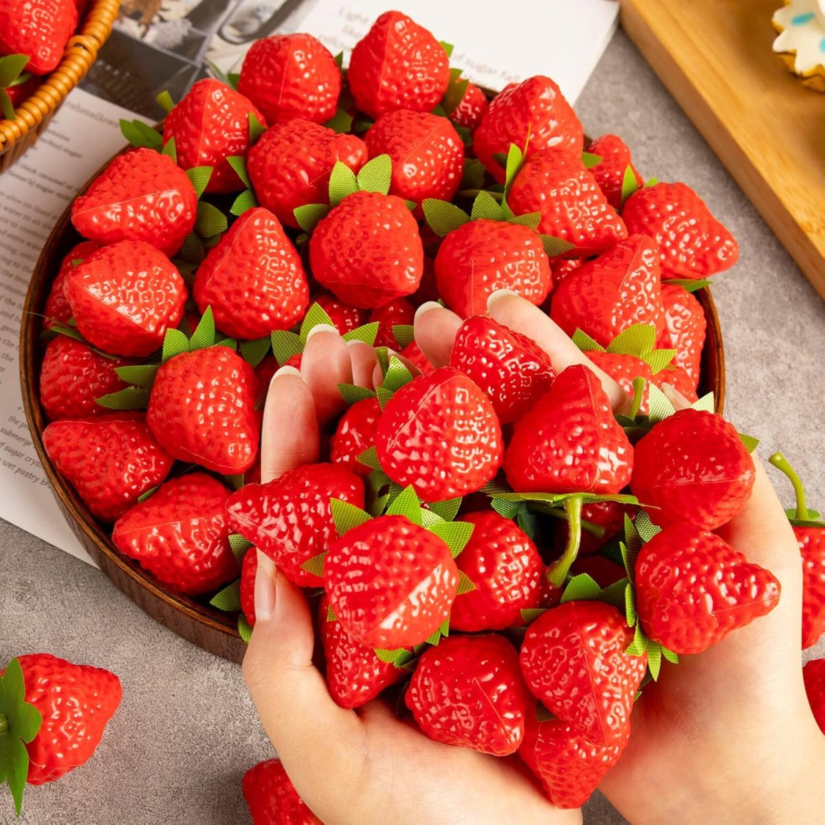 Artificial Strawberry Fruit Model Photography Props Basket Display photography props - #Royalkart#artificial fruits