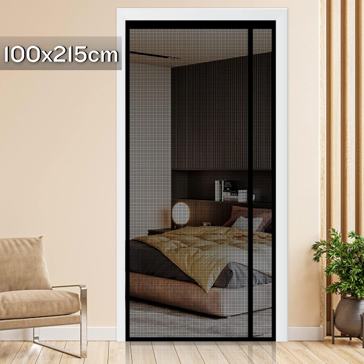 Auto - Closing Fiberglass Mosquito Net for Doors (Black) Mosquito Curtain For Doors - #Royalkart#Fibreglass curtain