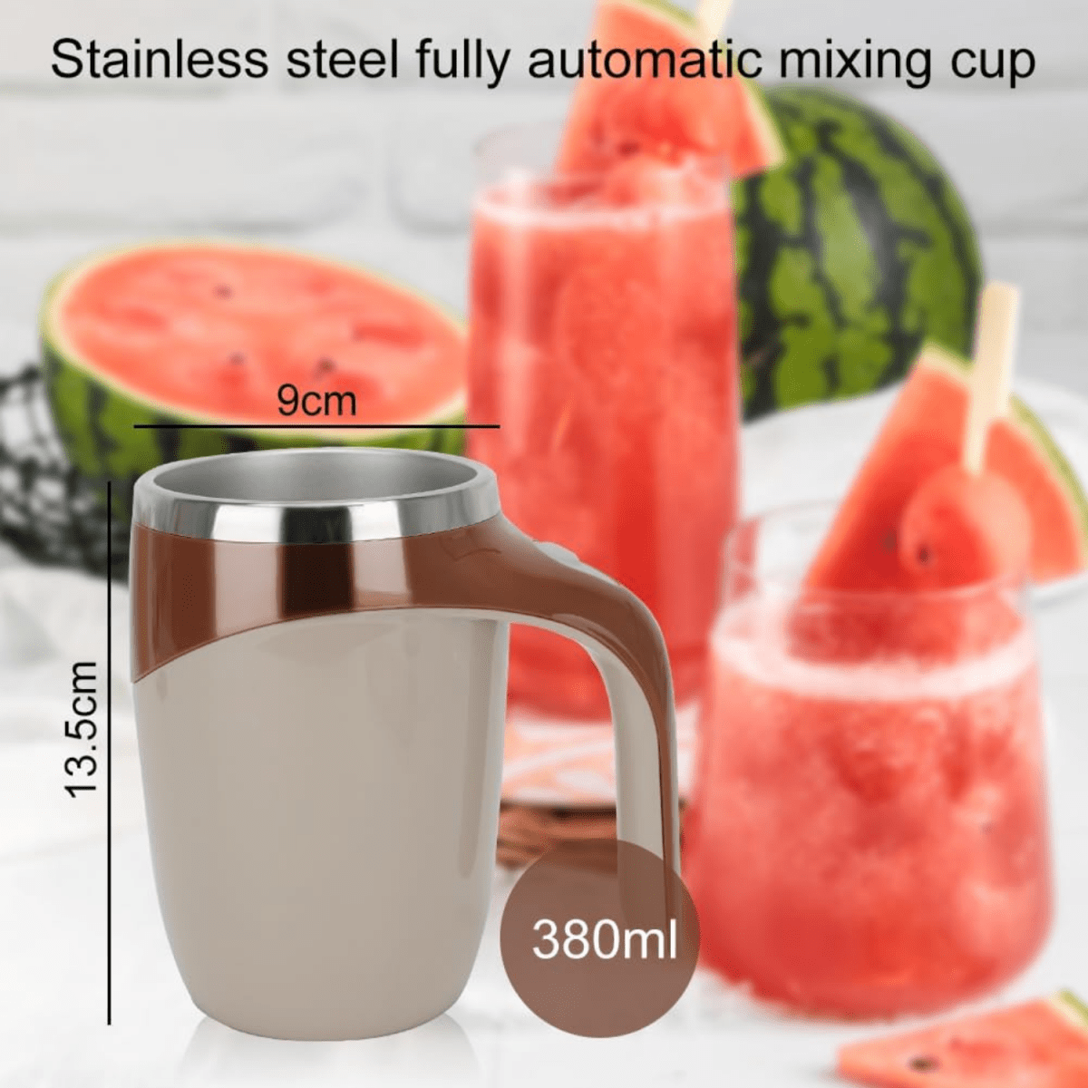 Automatic Magnetic Stirring Mug, 380ml – Rechargeable Self Stirring Coffee Cup – Mixes Coffee, Milk, Tea, Cocoa(Brown) - #Royalkart#automatic coffee mixer